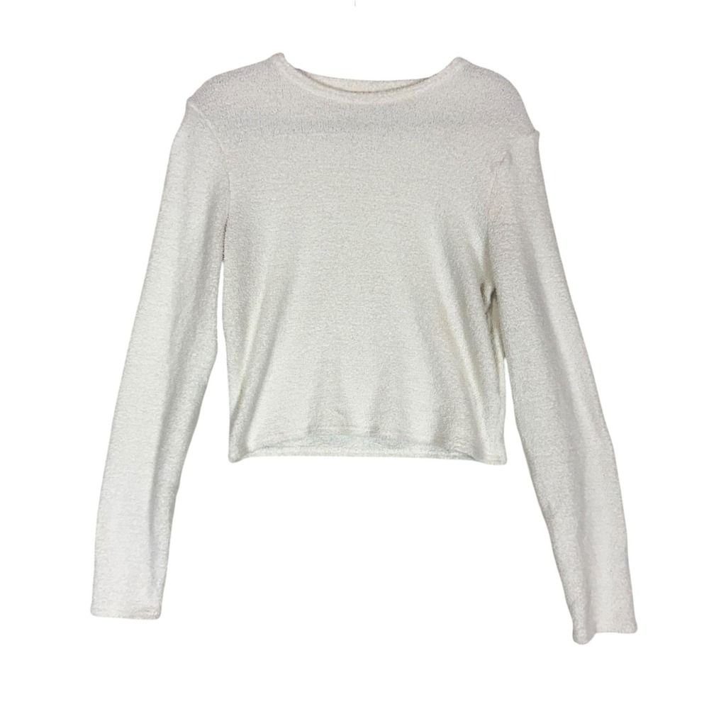 Yitty Sweater Womens L White Long Sleeve Crew Neck Stretch Knit Pullover